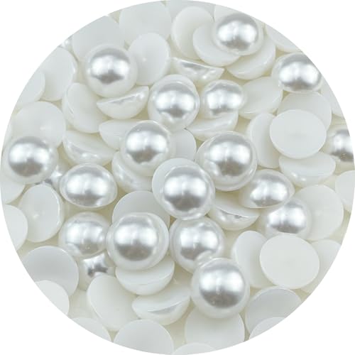 YHYPOCI 100 Stück 18 mm halbe Perlen zum Basteln, flache Rückseite, halbrunde Perlen für Schmuckherstellung, Nagelkunst, Scrapbooking, Basteln, Hochzeitskleid, Dekoration (weiß) von YHYPOCI