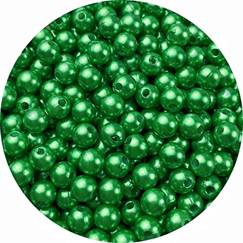 YHYPOCI 300 Stück Perlen zum Basteln, 8 mm Harzperle für Schmuckherstellung, runde lose Perlen mit Loch für Halsketten, Armbänder, Ohrringe, Schmuckdekoration (grün) von YHYPOCI