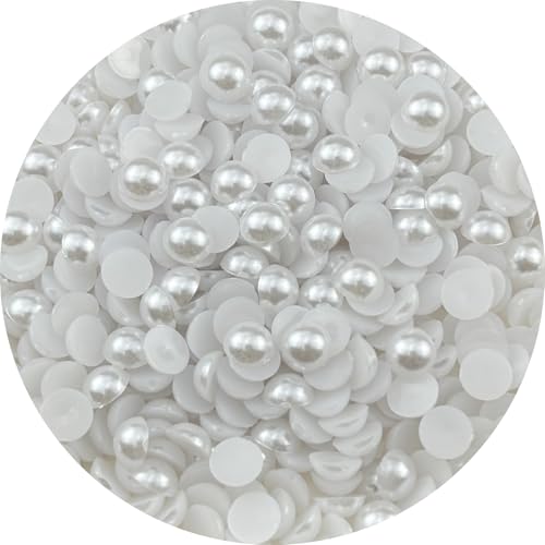 YHYPOCI 700 Stück 10 mm Halbperlen zum Basteln, flache Rückseite, runde Halbperlen für Schmuckherstellung, Nagelkunst, Scrapbooking, Basteln, Hochzeitskleid, Dekoration (weiß) von YHYPOCI