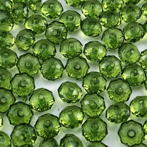 YHYPOCI Acryl-Kristallperlen, 8 mm, facettierte Rondelle, Acryl-Abstandshalter für Windspiele, Armbänder, Halsketten, Ohrringe, Schlüsselanhänger, Schmuckherstellung, DIY Handwerk (Grasgrün), 400 von YHYPOCI
