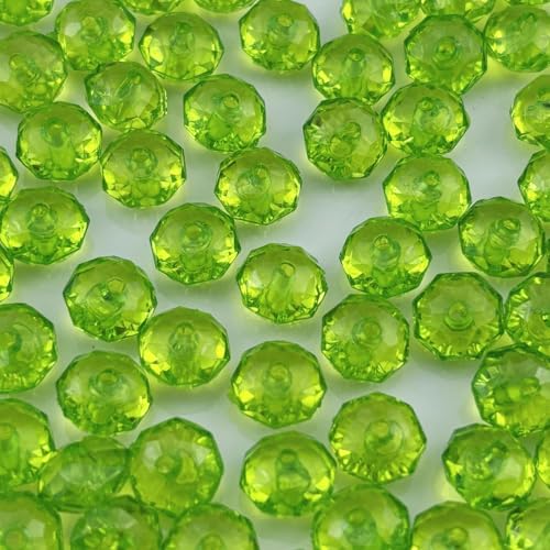 YHYPOCI Acryl-Kristallperlen, 8 mm, facettierte Rondelle, Acryl-Abstandshalter für Windspiele, Armbänder, Halsketten, Ohrringe, Schlüsselanhänger, Schmuckherstellung, DIY Handwerk (Hellgrün), 400 von YHYPOCI