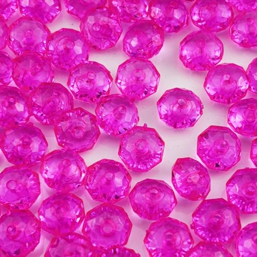 YHYPOCI Acryl-Kristallperlen, 8 mm, facettierte Rondelle, Acryl-Abstandshalter für Windspiele, Armbänder, Halsketten, Ohrringe, Schlüsselanhänger, Schmuckherstellung, DIY Handwerk (Rosarot), 400 Stück von YHYPOCI