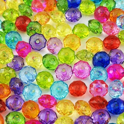 YHYPOCI Acryl-Kristallperlen, facettierte Rondelle, Acryl-Abstandshalter für Windspiele, Armbänder, Halsketten, Ohrringe, Schlüsselanhänger, Schmuckherstellung, Basteln, 100 Stück (verschiedene Farben YHYPOCI Acryl-Kristallperlen, facettierte Rondelle, Acryl-Abstandshalter für Windspiele, Armbänder, Halsketten, Ohrringe, Schlüsselanhänger, Schmuckherstellung, Basteln, 100 Stück (verschiedene Farben von YHYPOCI