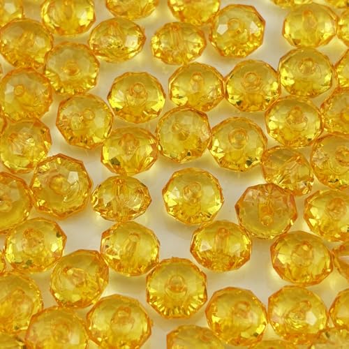 YHYPOCI Acryl-Kristallperlen, facettierte Rondelle, Acryl-Abstandshalter für Windspiele, Armbänder, Halsketten, Ohrringe, Schlüsselanhänger, Schmuckherstellung, Basteln, Goldgelb, 100 Stück YHYPOCI Acryl-Kristallperlen, facettierte Rondelle, Acryl-Abstandshalter für Windspiele, Armbänder, Halsketten, Ohrringe, Schlüsselanhänger, Schmuckherstellung, Basteln, Goldgelb, 100 Stück von YHYPOCI