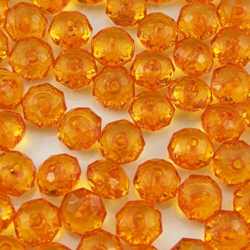 YHYPOCI Acryl-Kristallperlen, facettierte Rondelle, Acryl-Abstandshalter für Windspiele, Armbänder, Halsketten, Ohrringe, Schlüsselanhänger, Schmuckherstellung, Basteln, Orange, 100 Stück YHYPOCI Acryl-Kristallperlen, facettierte Rondelle, Acryl-Abstandshalter für Windspiele, Armbänder, Halsketten, Ohrringe, Schlüsselanhänger, Schmuckherstellung, Basteln, Orange, 100 Stück von YHYPOCI