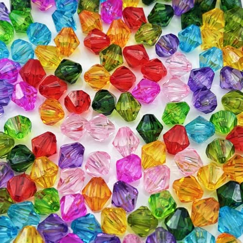 YHYPOCI Acrylperlen, Doppelkegel, facettiert, Acryl-Kristall, Abstandshalter für Armband, Halskette, Ohrringe, Schlüsselanhänger, Schmuckherstellung, Handwerk, 100 Stück (verschiedene Farben) von YHYPOCI