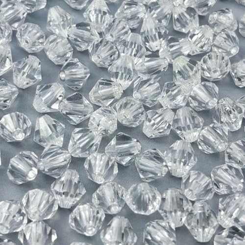YHYPOCI Acrylperlen, Doppelkegel, facettiert, Acryl-Kristall, Abstandshalter für Armband, Halskette, Ohrringe, Schlüsselanhänger, Schmuckherstellung, Handwerk, 1000 Stück (transparentes Weiß) von YHYPOCI