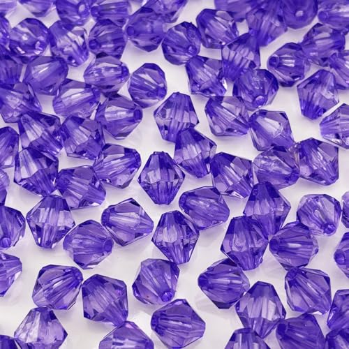 YHYPOCI Acrylperlen, Doppelkegel, facettiert, Acryl-Kristall, Abstandshalter für Armband, Halskette, Ohrringe, Schlüsselanhänger, Schmuckherstellung, Handwerk, 400 Stück (bläuliches Violett) von YHYPOCI