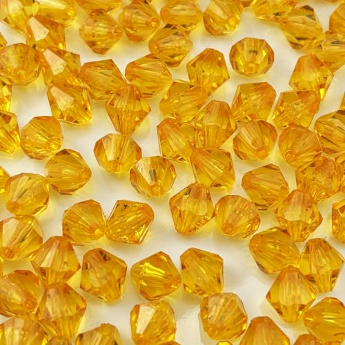 YHYPOCI Acrylperlen, Doppelkegel, facettiert, Acryl-Kristall, Abstandshalter für Armband, Halskette, Ohrringe, Schlüsselanhänger, Schmuckherstellung, Handwerk, Goldgelb, 400 Stück YHYPOCI Acrylperlen, Doppelkegel, facettiert, Acryl-Kristall, Abstandshalter für Armband, Halskette, Ohrringe, Schlüsselanhänger, Schmuckherstellung, Handwerk, Goldgelb, 400 Stück von YHYPOCI