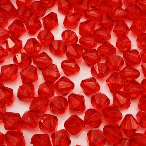 YHYPOCI Acrylperlen, Doppelkegel, facettiert, Acryl-Kristall, Abstandshalter für Armband, Halskette, Ohrringe, Schlüsselanhänger, Schmuckherstellung, Handwerk, Rot, 400 Stück YHYPOCI Acrylperlen, Doppelkegel, facettiert, Acryl-Kristall, Abstandshalter für Armband, Halskette, Ohrringe, Schlüsselanhänger, Schmuckherstellung, Handwerk, Rot, 400 Stück von YHYPOCI