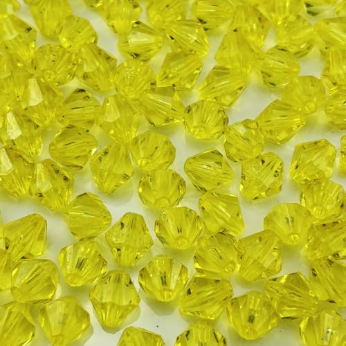 YHYPOCI Acrylperlen, Doppelkegel, facettiert, Acryl-Kristall, Abstandshalter für Armband, Halskette, Ohrringe, Schlüsselanhänger, Schmuckherstellung, Handwerk, Zitronengelb, 400 Stück YHYPOCI Acrylperlen, Doppelkegel, facettiert, Acryl-Kristall, Abstandshalter für Armband, Halskette, Ohrringe, Schlüsselanhänger, Schmuckherstellung, Handwerk, Zitronengelb, 400 Stück von YHYPOCI