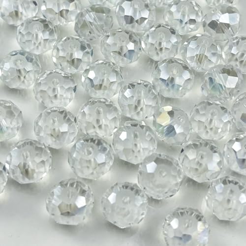 YHYPOCI Kristallglasperlen zum Basteln, facettierte Rondelle-Glasperlen für Schmuckherstellung, Kristall-Abstandshalter für Halsketten, Armbänder, Ohrringe, Basteln, 400 Stück (transparentes AB) von YHYPOCI