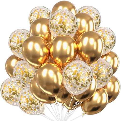 Goldfarbene Konfetti-Luftballons, Latex-Ballon, 30 Stück, 30 cm, Glitzerballons für Geburtstag, Hochzeit, Braut, Babyparty, Abschlussfeier, Karneval, Party-Dekorationen (Gold) von YHZHIZHIMQ