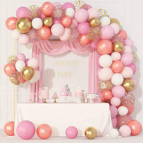 144 Pcs Ballon Girlande Rosa Weiß und Gold Luftballons Konfetti Ballons Party Dekorationen Baby Shower Geburtstag Brautdusche von YHmall