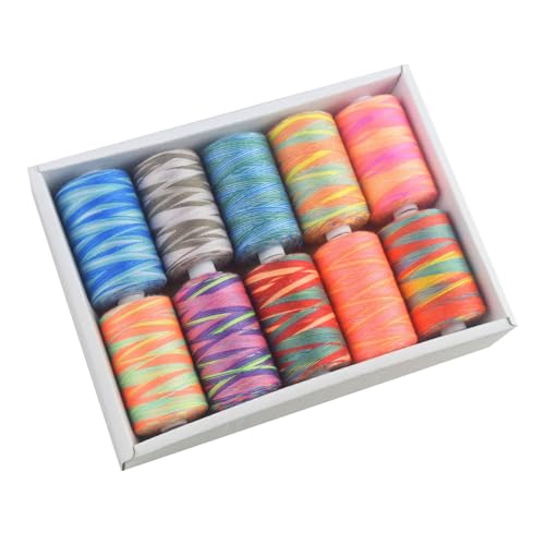 10 x farbiges Nähgarn, Polyester-Nähgarn, Stickgarn für Handnähen, Nähmaschinen, weich von YIAGXIVG
