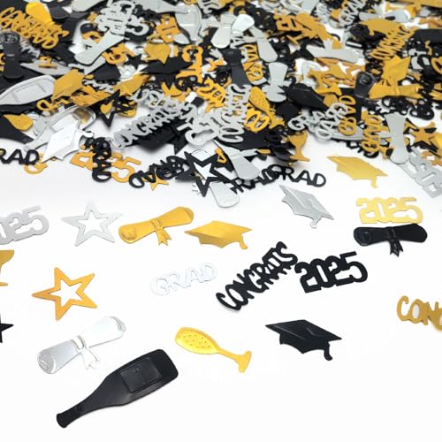30 g Konfetti zum Schulabschluss, Tischdekorationen 2025, Gold, Schwarz, Silber, Congrats Konfetti für Abschlussfeier, Jubiläumsfeier 30 g Konfetti zum Schulabschluss, Tischdekorationen 2025, Gold, Schwarz, Silber, Congrats Konfetti für Abschlussfeier, Jubiläumsfeier von YIAJIA