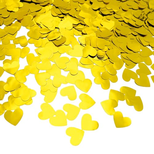 Herz-Konfetti, Valentinstag, rotes Herzform, Tischkonfetti, Liebesherz-Pailletten zum Basteln, Hochzeit, Jahrestag, Geburtstag, Brautparty, Valentinstag, Tischdekorationen (Gold) von YIAJIA