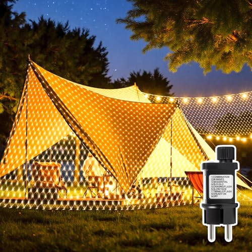 YIBONIKA Lichternetz Außen 2x2m, 208 LED Lichterkette Netz Außen Lichtervorhang warmweiß, Wasserdicht Lichternetz Innen mit Timmer 8 Modi für Büsche Garten Zimmer Balkon YIBONIKA Lichternetz Außen 2x2m, 208 LED Lichterkette Netz Außen Lichtervorhang warmweiß, Wasserdicht Lichternetz Innen mit Timmer 8 Modi für Büsche Garten Zimmer Balkon von YIBONIKA