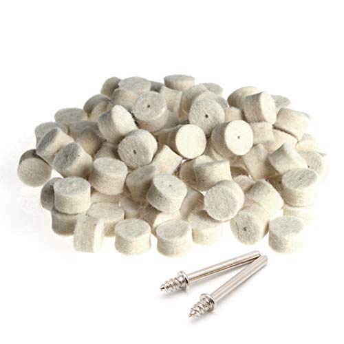 YIBOZI 100 Stück Wollfilz-Polierpads 13 mm + 2 Schaft für Schleifscheibe, Polierwolle YIBOZI 100 Stück Wollfilz-Polierpads 13 mm + 2 Schaft für Schleifscheibe, Polierwolle von YIBOZI