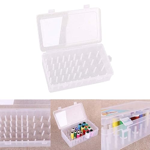 YICARE Nähgarn Box 42 Spulen Stickgarn Organizer Nähen Handwerk 23,7 x 13,7 x 6,6 cm zum Nähen Stickerei Quilten Transparent von YICARE