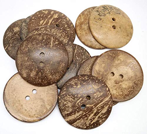 YICBOR 30 Stück 50 mm große natürliche Kokosnuss-Knöpfe mit 2 Löchern, rund, zum Nähen, braune Übermantelknöpfe YICBOR 30 Stück 50 mm große natürliche Kokosnuss-Knöpfe mit 2 Löchern, rund, zum Nähen, braune Übermantelknöpfe von YICBOR