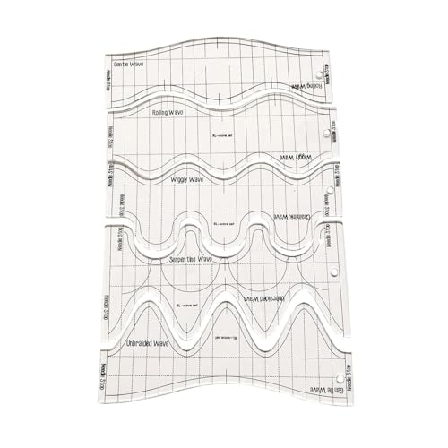 YICBOR 5-teiliges Acryl-Quilt-Lineal und Vorlagen-Set, Freibewegungswellen-Vorlagen von YICBOR