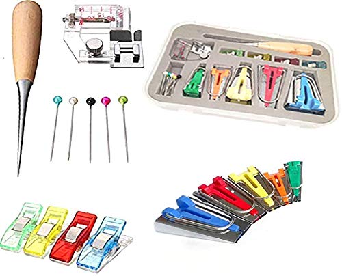 YICBOR Schrägbandformer Kits 6 mm 9 mm 12 mm 18 mm 25 mm Stoff Schrägband Maker mit Binder Fuß Bradawl Quilting Clips Nähnadeln Kit YICBOR Schrägbandformer Kits 6 mm 9 mm 12 mm 18 mm 25 mm Stoff Schrägband Maker mit Binder Fuß Bradawl Quilting Clips Nähnadeln Kit von YICBOR