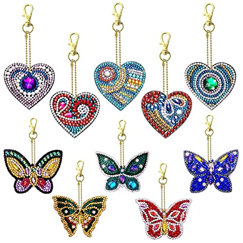 YICH Diamond Painting Schlüsselanhänger Diamant Malerei Schlüsselbund 10stk Schmetterling Und Herz Strass 5d Diy Doppelseitige Bohrer Für Stickerei Frauen Mädchen Handtasche Schlüssel Tasche Dekor YICH Diamond Painting Schlüsselanhänger Diamant Malerei Schlüsselbund 10stk Schmetterling Und Herz Strass 5d Diy Doppelseitige Bohrer Für Stickerei Frauen Mädchen Handtasche Schlüssel Tasche Dekor von YICH