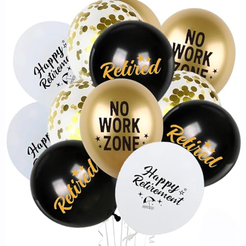 20 Stück Happy Retirement Luftballons Dekoration Schwarz Gold und Weiß 30,5 cm Ruhestand Latex Ballons für Männer und Frauen Ruhestand Thema Party Dekorationen 20 Stück Happy Retirement Luftballons Dekoration Schwarz Gold und Weiß 30,5 cm Ruhestand Latex Ballons für Männer und Frauen Ruhestand Thema Party Dekorationen von YICRESITY