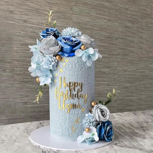 Blaue Blumen-Kuchenaufsätze, Boho-Kuchenaufsätze, künstliche Rosenblüten, Blätter, Kuchendekorationen für Frauen, Mädchen, Damen, Geburtstag, Party, Hochzeit, Babyparty, Partyzubehör Blaue Blumen-Kuchenaufsätze, Boho-Kuchenaufsätze, künstliche Rosenblüten, Blätter, Kuchendekorationen für Frauen, Mädchen, Damen, Geburtstag, Party, Hochzeit, Babyparty, Partyzubehör von YICRESITY