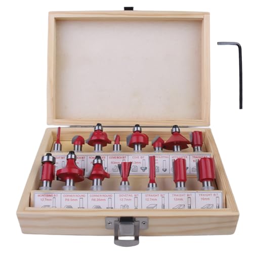 15-teiliges professionelles Fräser-Set: YIDM Fräser für Oberfräse 8 mm Schaft, Oberfräser Set Holzbearbeitung Swerkzeugen mit Schraubenschlüssel, Oberfräse Zubehör für Holz mit Aufbewahrungskoffer 15-teiliges professionelles Fräser-Set: YIDM Fräser für Oberfräse 8 mm Schaft, Oberfräser Set Holzbearbeitung Swerkzeugen mit Schraubenschlüssel, Oberfräse Zubehör für Holz mit Aufbewahrungskoffer von YIDM