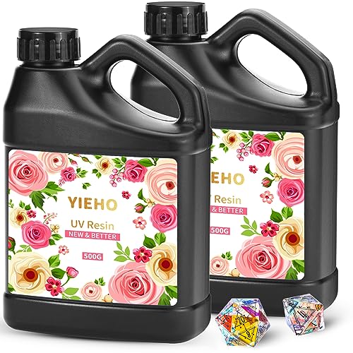 YIEHO UV Harz klar 1000g -UV Resin hart UV Hohes Volumen Schnell härtende Epoxidharz uv liefert für Handwerk Schmuck machen 1KG UV Resin von YIEHO