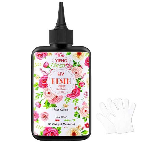 YIEHO UV Resin hart 100g UV Harz klar Solar härtende Epoxidharz Kleber für Schmuck Herstellung DIY Handwerk mit Handschuhen von YIEHO