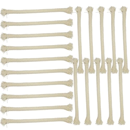 25 Stück 1,27 cm x 16 cm runde Baumwoll-Öllampendocht für Tiki-Fackel-Dochte, Dochte Kerzenlampe, Lampberger Kerosinlampe, Öllampendochte, geflochtener Baumwolldocht von YIEHRNS