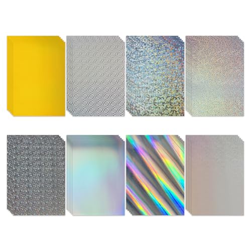 YIEMI Holografischer Cardstock, 40 Blätter 8 Farben farbiger Cardstock, A4 glänzendes irisierendes Spiegelpapier für Papierhandwerk, Kunst und DIY Karten machen YIEMI Holografischer Cardstock, 40 Blätter 8 Farben farbiger Cardstock, A4 glänzendes irisierendes Spiegelpapier für Papierhandwerk, Kunst und DIY Karten machen von YIEMI