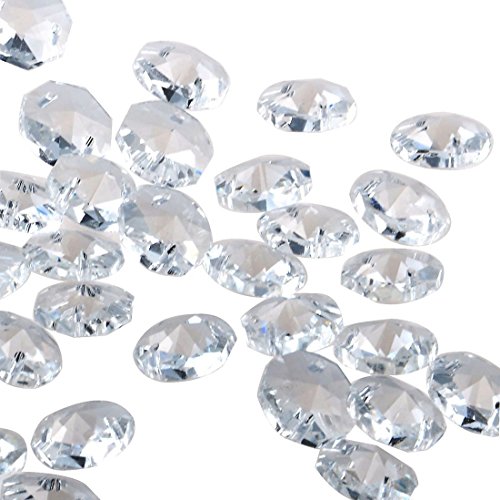 Yier® Kristalle, lose Perlen, Glas, Suncatcher, Ersatzteile für Kronleuchter, Lampe, achteckige Perlen mit zwei Löchern, Prismen, 14 mm, 100 Stück, glas, farblos von YIER