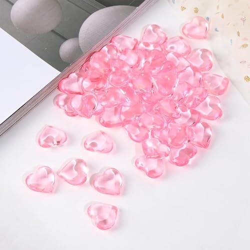 YIEUR 100 Stück rosa Herzen Diamant Konfetti Deko, 22mm glitzer Dekosteine herzen Acryl, Streudeko Kristalle Konfetti Diamanten Plastik Hochzeit Tischdekoration Geschenk Taufe von Partyloon(pink-22) von YIEUR