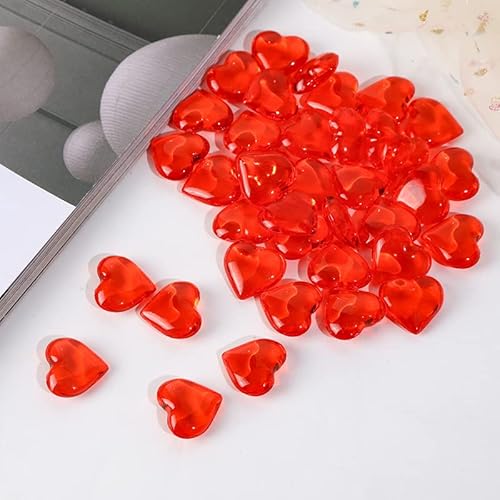 YIEUR 100 Stück rot Herzen Diamant Konfetti Deko, 22mm glitzer Dekosteine herzen Acryl, Streudeko Kristalle Konfetti Diamanten Plastik Hochzeit Tischdekoration Geschenk Taufe von Partyloon(rot-22) von YIEUR