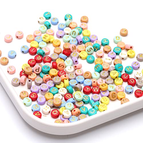 YIEUR 1000 Stück Buchstabenperlen A-Z, 7mm Buchstaben Perlen bunte Alpha Acryl Perlen zum Auffädeln für Armbänder Halsketten DIY Herstellung(mix) von YIEUR