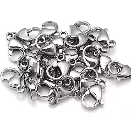 YIEUR 100 Stück Schmuckverschlüsse Karabinerverschluss Edelstahl, 12mm Armband Verschluss Schmuck Karabiner Verschluss für DIY Kunsthandwerk Schmuckherstellung (Edelstahl) von YIEUR