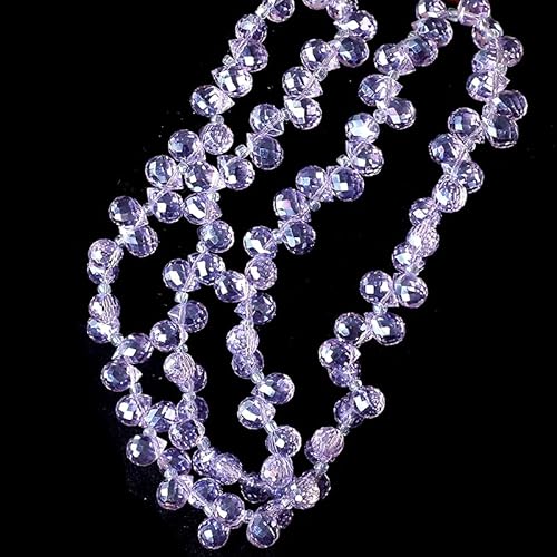 YIEUR 100 Stück Glasperlen kristall, 1 Strang Glitzerperlen Facettierte Glas Perlen Zum Auffädeln, violett Glasperlen Deko Perlen mit Loch für Deko Basteln DIY Schmuckhandwerk (Lila) von YIEUR