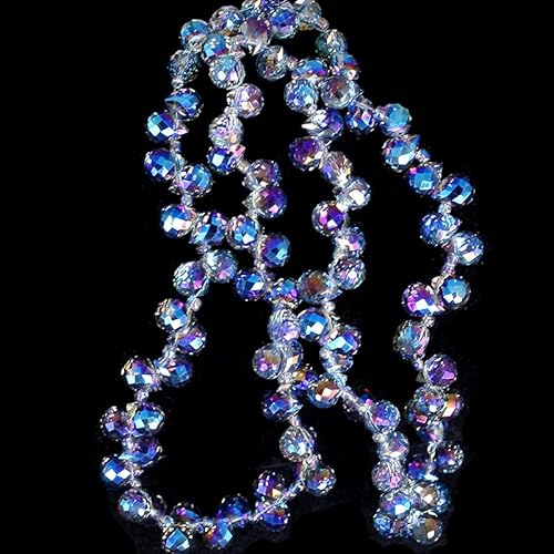 YIEUR 100 Stück Perlen Facettierte Perlen Glas, 1 Strang Glitzerperlen Glasperlen Zum Auffädeln, Deko Perlen mit Loch für Deko Basteln DIY&SchmuckHandwerk (blau) von YIEUR