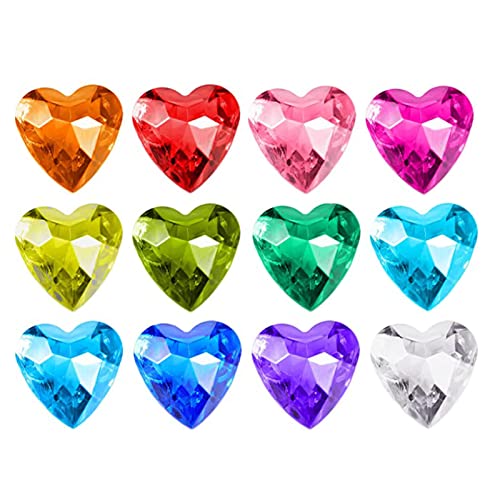YIEUR 12 Stück Herzen Diamant große bunte Deko, 40mm glitzer Dekosteine herzen Acryl, große Streudeko Kristalle Konfetti Diamanten Plastik Hochzeit Tischdekoration Geschenk Taufe von Partyloon(40) von YIEUR