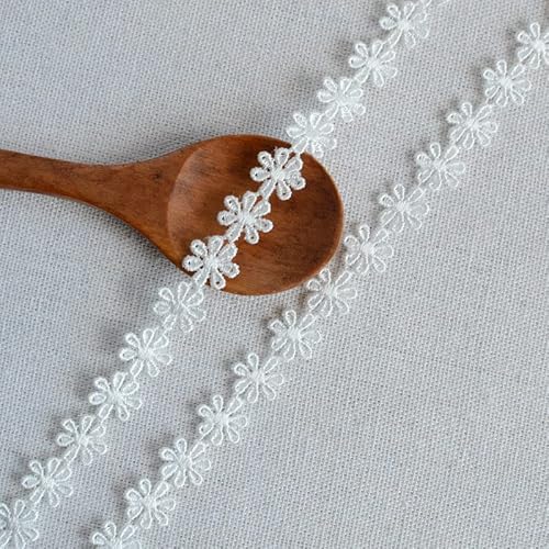 YIEUR 15 Yard Spitzenband Blumen Weiß, 12mm Spitzenborte Blumen Dekoband Tischdeko Geschenkband Hochzeit, 1 Strang Zierband Stickerei Spitzenborte Blumenband für Handwerk Nähen &Deko (15-A) YIEUR 15 Yard Spitzenband Blumen Weiß, 12mm Spitzenborte Blumen Dekoband Tischdeko Geschenkband Hochzeit, 1 Strang Zierband Stickerei Spitzenborte Blumenband für Handwerk Nähen &Deko (15-A) von YIEUR