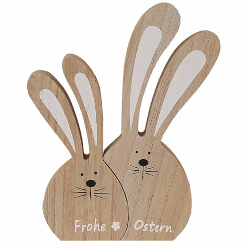 YIEUR 2 Stück Osterhasen Holz Figuren Aufsteller Ostern Hase Deko, 17cm Osterdeko Hasen Osterhasen Holz zum Hinstellen für Draußen Tischdeko Garten Deko (Paar) von YIEUR
