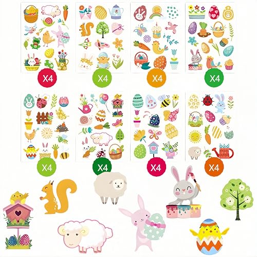 YIEUR 32 Blätter ostern Aufkleber oster sticker für Kinder Osterhase Küken Ostereier Osterdeko (C) von YIEUR