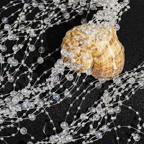 YIEUR 52 Meter Perlengirlande weiß bunte, 40 Strang Perlenkette Perlenband Deko Acryl farbig geschenkband für Tischdeko, hochzeit, weihnachtsbaum, windeltorte deko, Party Handwerk Schmuckherstellung von YIEUR