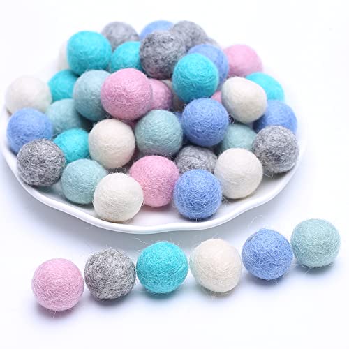 YIEUR 48pcs Filzkugeln Perlen Set Pastell Pompom Wolle Set 2cm Wollfilzkugeln Bunt Pom Poms Für DIY Handgefertigt Wollfilz Dekorationen und Geschenk (6farbe-hell) von YIEUR