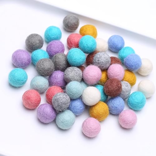 YIEUR 48pcs Filzkugeln Perlen Set Pastell Pompom Wolle Set 2cm Wollfilzkugeln Bunt Pom Poms Für DIY Handgefertigt Wollfilz Dekorationen und Geschenk (mix) von YIEUR