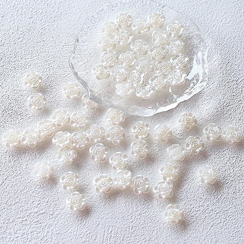 YIEUR 490 Stück Perlen Weiß blumen, 12mm Bastelperlen mit Loch zum Basteln, 150g Lose Kunst pearl Acryl perlenhochzeit für Armbänder Hallskette Deko Handwerk Schmuckherstellung(rosa) von YIEUR